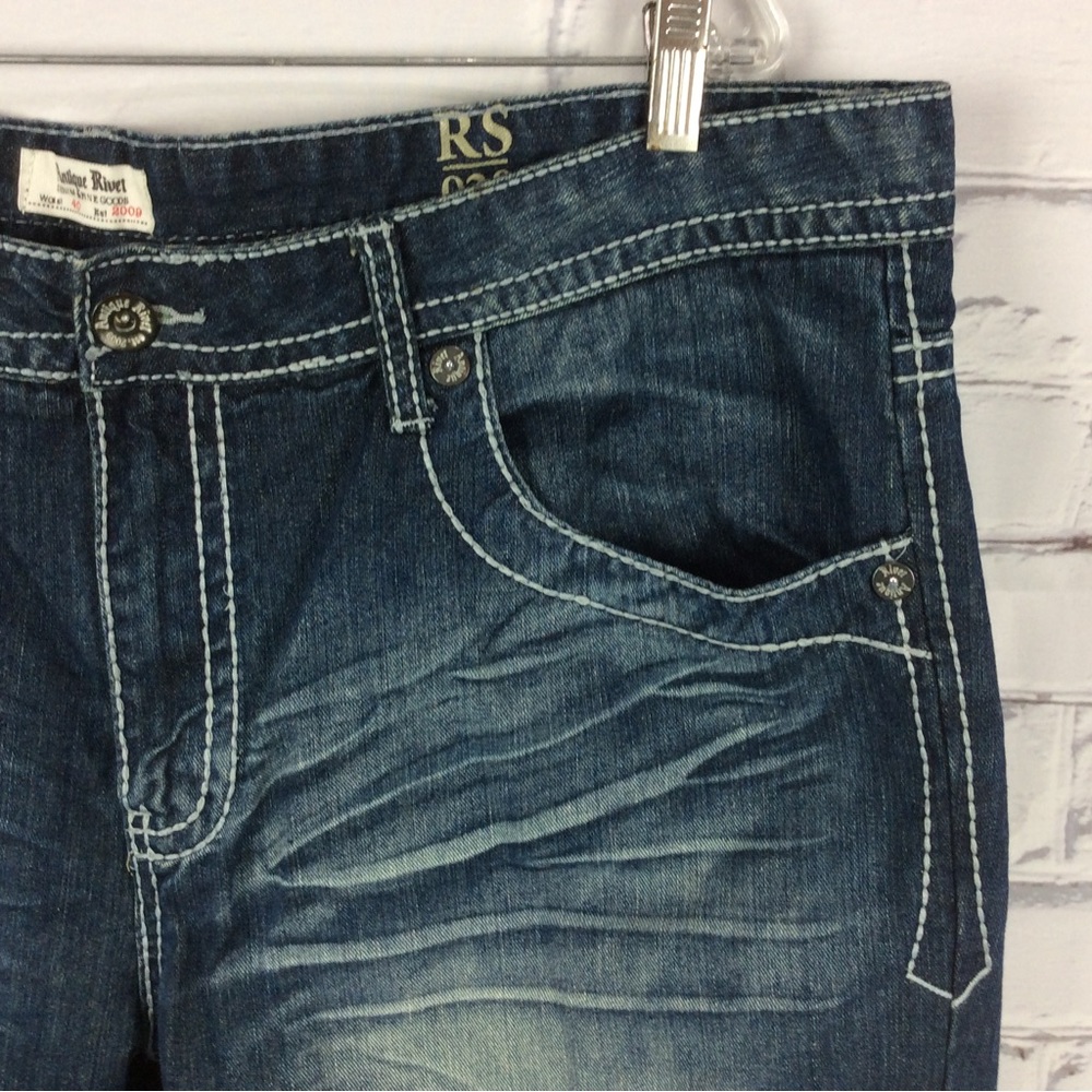 Antique Rivet Rs/020 Distressed Jeans, Size 40x34 Gem